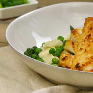 Vietnamese Broiled Cod with Asparagus Peas and Water Chestnuts Stir Fry